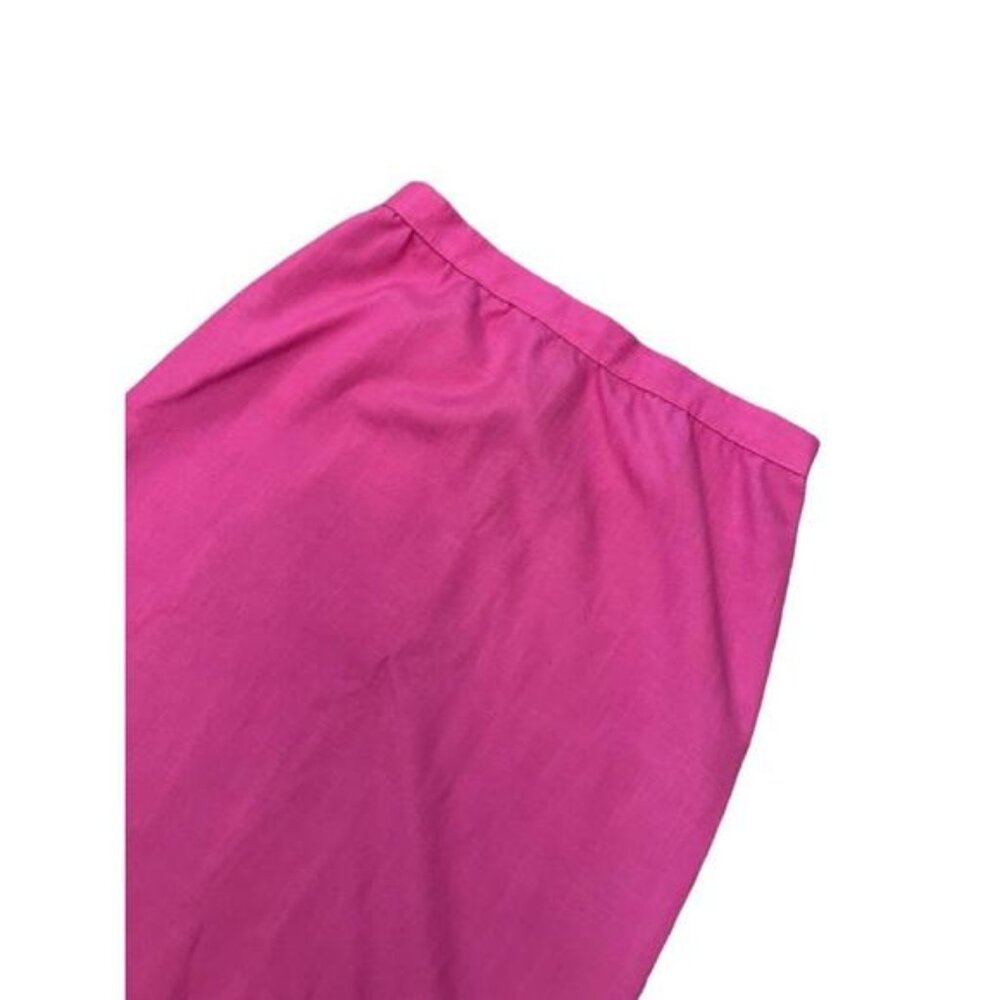 VINTAGE Pink Linen Blend High Waist Knee Length Pencil Skirt S